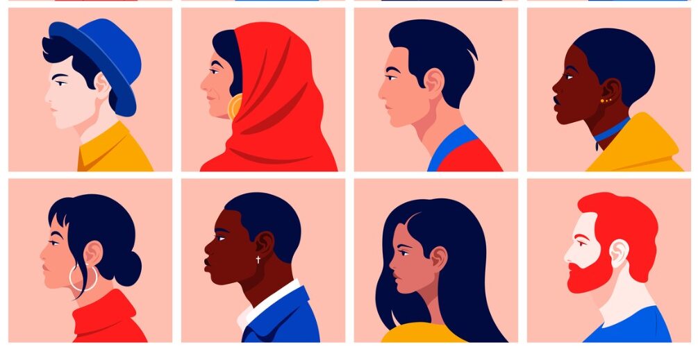 Рисунок 12 разных людей в профиль